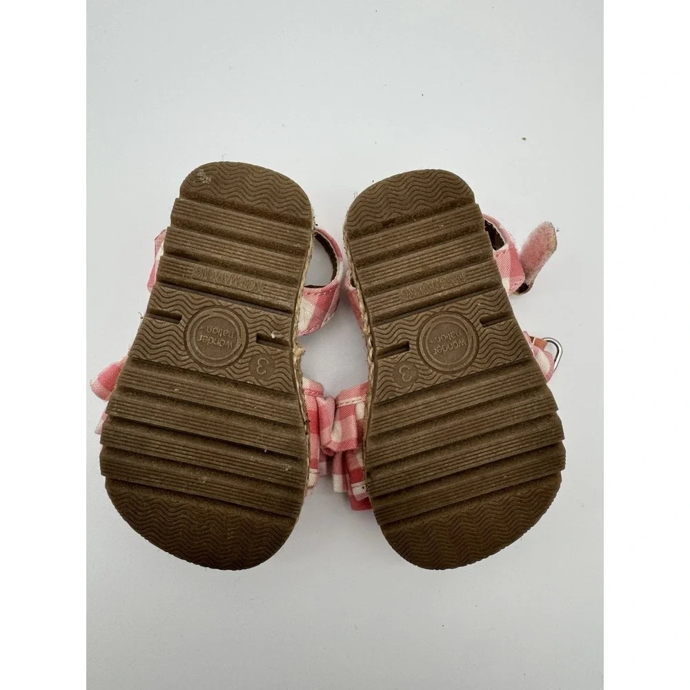 Wonder Nation Pink‎ Gingham Ruffle Sandals Girls Toddler Size 3